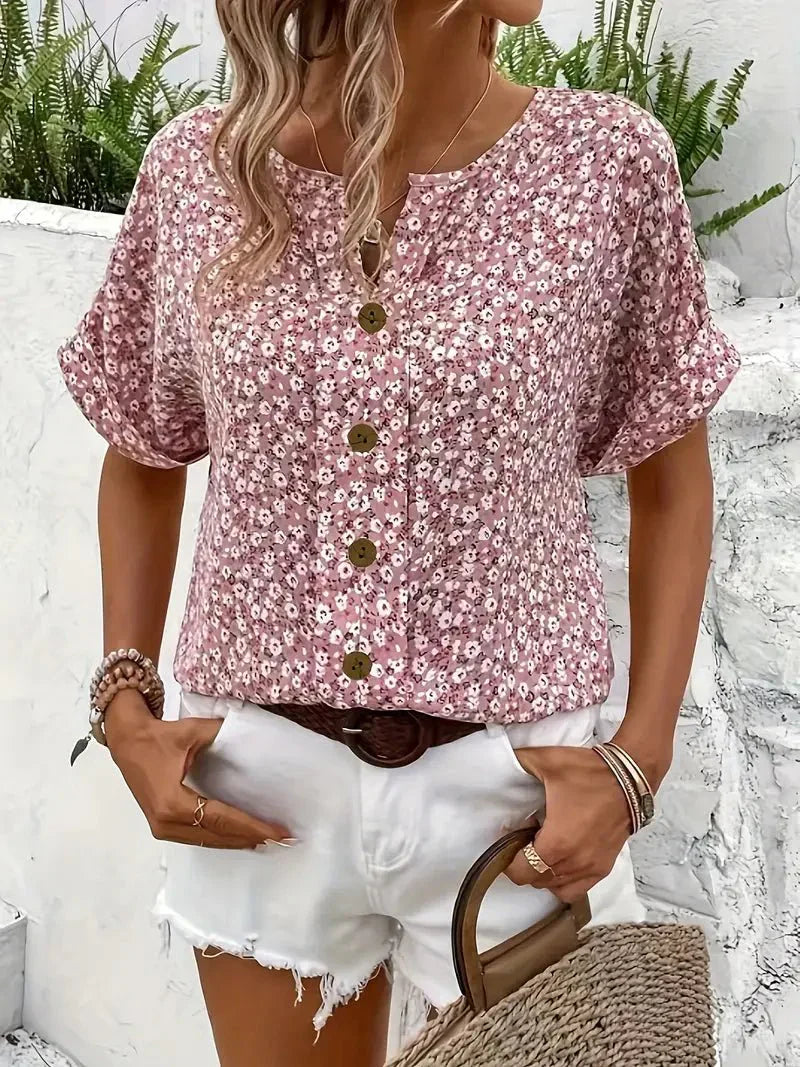 By Esther™ | Floral Button|Up Blouse