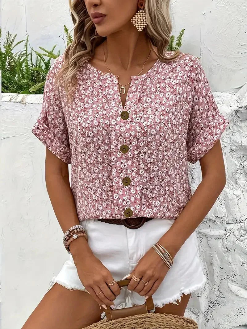 By Esther™ | Floral Button|Up Blouse