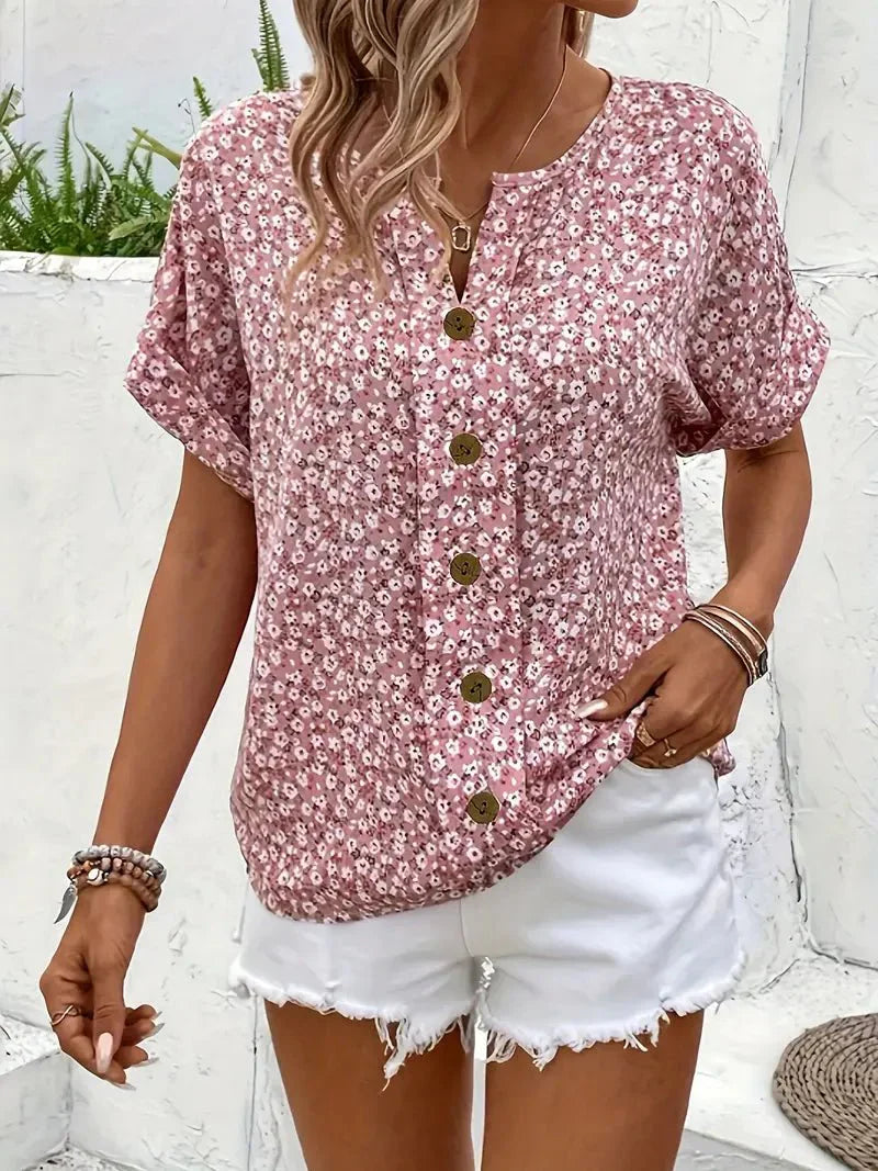 By Esther™ | Floral Button|Up Blouse