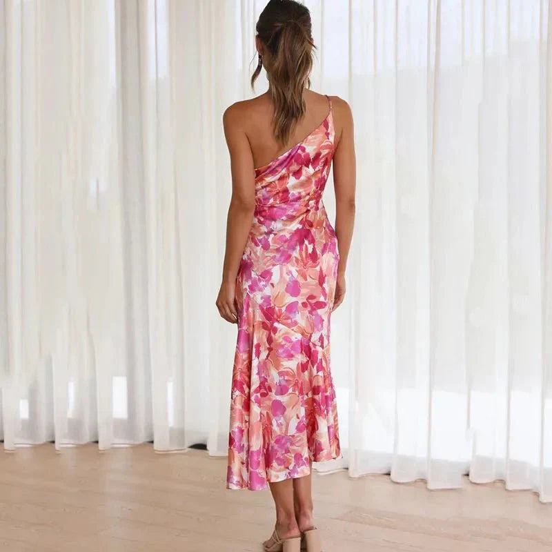 By Esther™ | Asymmetrische Bloemen Midi Jurk