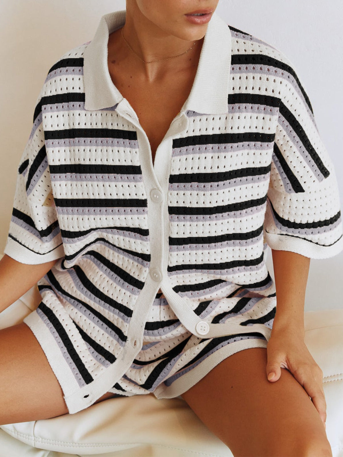 By Esther™ |  Striped Linen Summer Set
