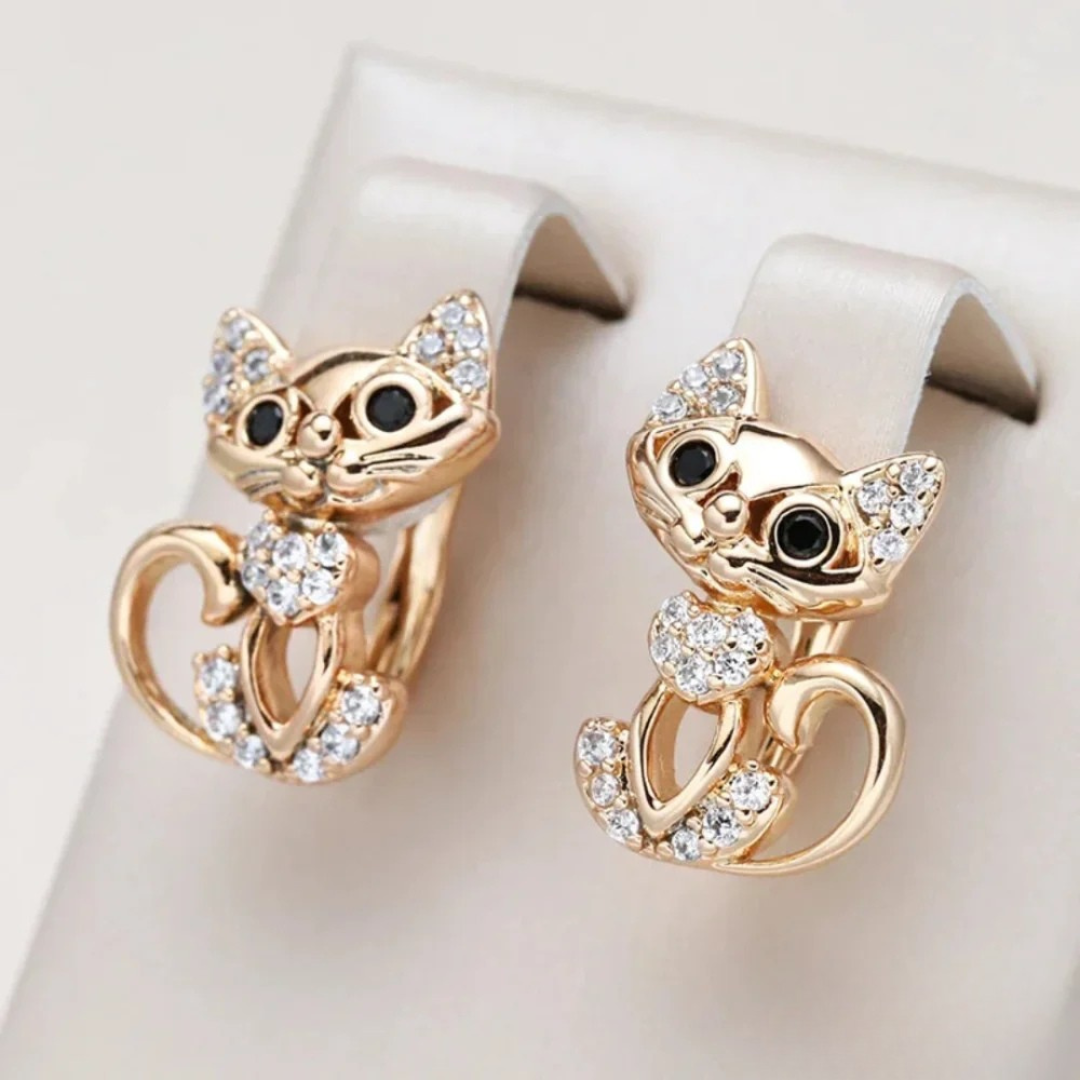 By Esther™ | Elegant Zirconia Kitty Earrings