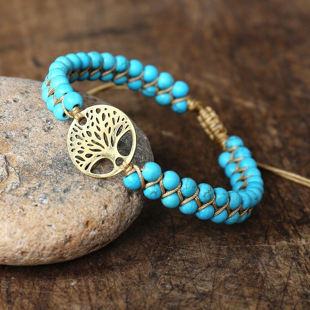 By Esther™ | Bracelet Tree of Life Handmade Turquoise Stone