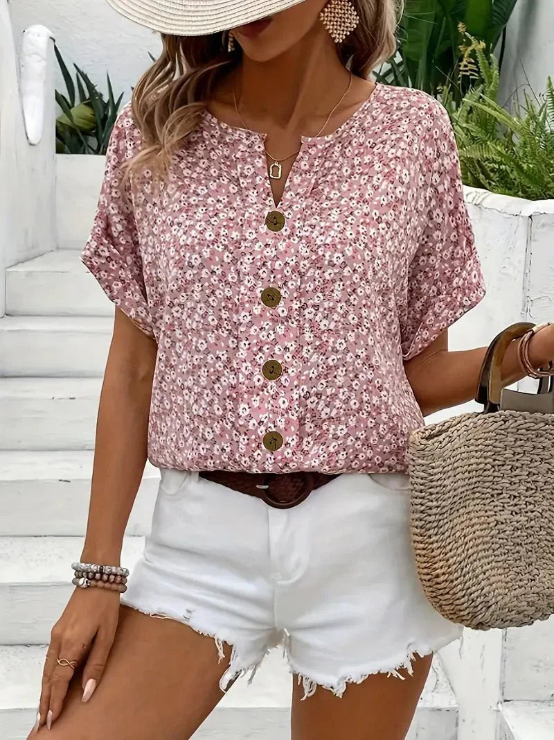 By Esther™ | Floral Button|Up Blouse