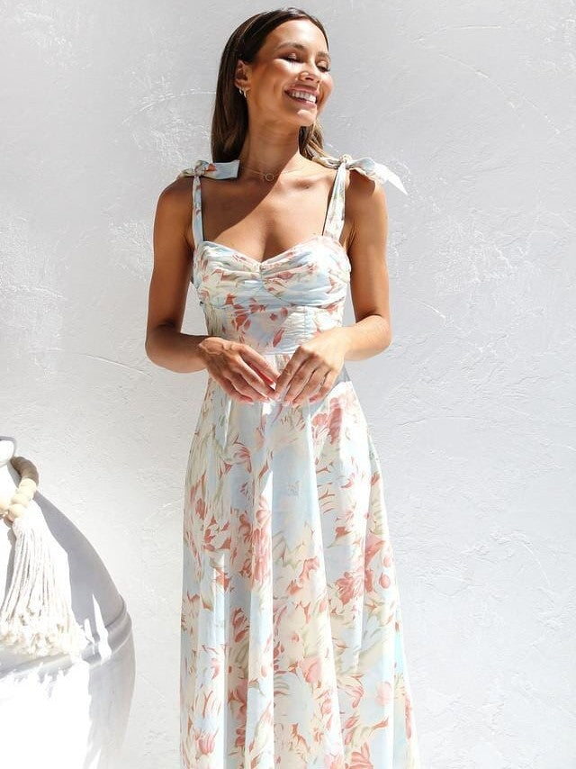 By Esther™ | Printed midi|dress with straps
