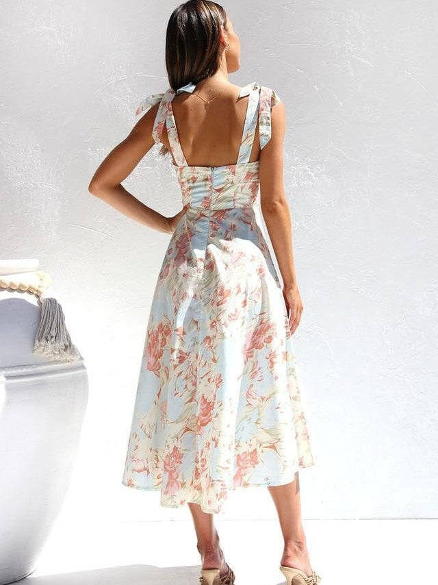 By Esther™ | Printed midi|dress with straps