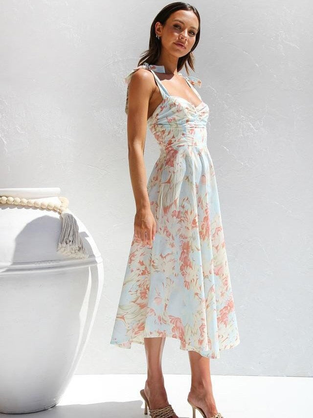 By Esther™ | Printed midi|dress with straps